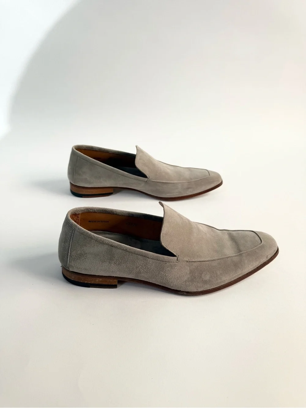 Mezlan Light Gray Suede Slip-On Loafers